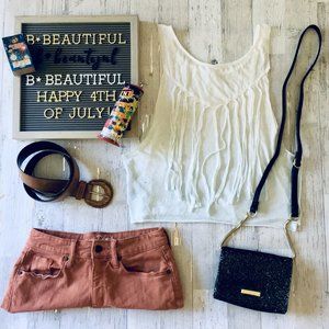 💣 tasseled white tank top